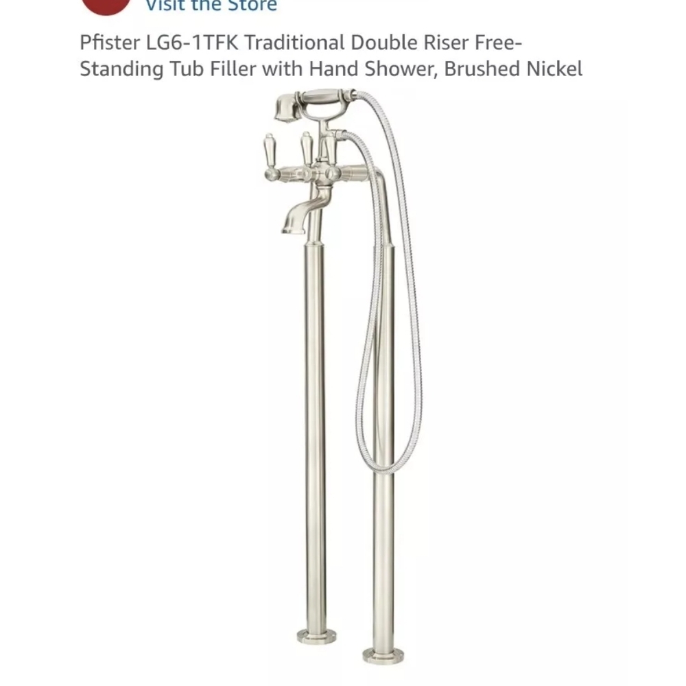 Pfister LG61TFK Traditional Double Riser Free-Standing Tub Filler with Hand Show